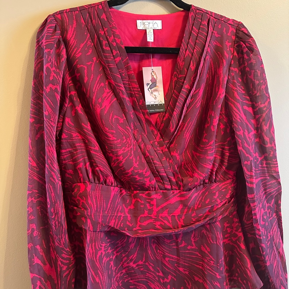 Red and Pink Patterned Top